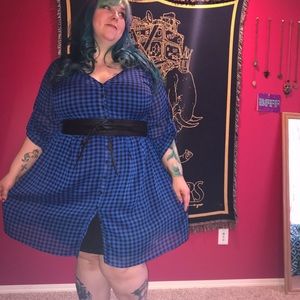 Torrid Blue gingham shirt dress